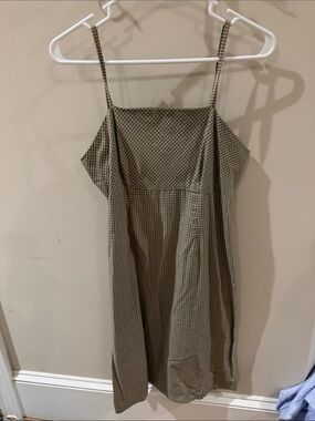 Xhilaration Olive Gingham Spaghetti Strap Sundress